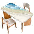 thumbnail image 1 of Blue Beach Coastal Table Cloths for 5 Foot Rectangle Tables, Summer Ocean Nautical Seaside Patio Waterproof Elastic Fitted Tablecloths, Washable Rectangular Table Cover for Camping, 1 of 8