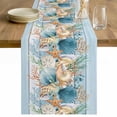 thumbnail image 1 of Blue Beach Coastal Table Runner - 72 Inch Long Nautical Shell Starfish Coral Summer Cotton and Linen Blended Dress Scarves Farmhouse Table Runner for Kitchen Dining, Coffee Table, 13" x 72", 1 of 8