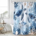 thumbnail image 1 of Blue Beach Coastal Waterproof Fabric Shower Curtain,Coral Nautical Sea Turtle Waterproof Fabric Shower Curtain for Bathroom Curtains Bathtubs Hotel Shower Curtains with 12 Hooks Small 36x72in, 1 of 8