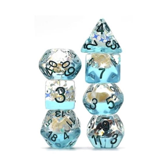 Foam Brain Games Poly Set - Black Beach Conch w/Teal (7) New