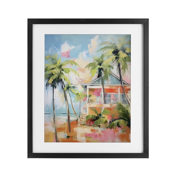 Stupell Industries Blue Beach House Abstract Black Framed Print Under Glass, design by LSR Design Studio, 21 x 17
