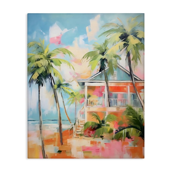 Stupell Industries Blue Beach House Abstract Canvas Wall Art, design by LSR Design Studio, 30 x 24