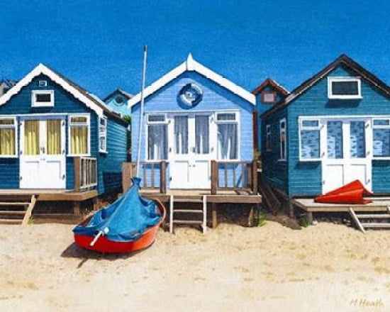 Blue Beach Huts Canvas Art - Margaret Heath (24 x 30)