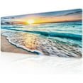 thumbnail image 1 of Blue Beach Ocean Gaming Mouse Pad Desk Mat XL 31.5×11.8 Inch Sunrise Sunset Sea Extended Mousepad 30X80cm with Non-Slip Rubber Base Stitched Edge Large Desk Pad for Gamer Office Home Work, 1 of 6