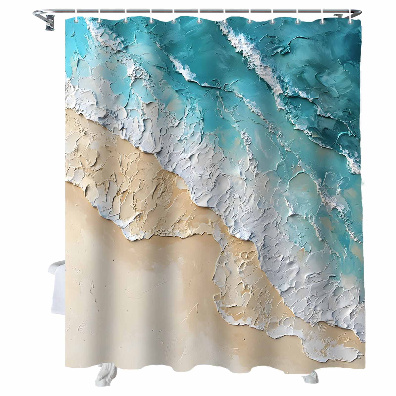 Coastal Shower Curtain – Ocean Sunrise Beach Scene – Waterproof Polyester 72x72 Inches With Hooks