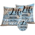 thumbnail image 1 of Blue Beach Outdoor Pillow Covers 20x20 Set of 2,Waterproof Patio Throw Pillowcase Protectors,Coastal Starfish Graffiti Retro Wooden Plank Decorative Pillow Shams Cushion Covers for Seat Bed Couch, 1 of 8