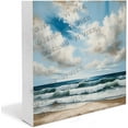 thumbnail image 1 of Blue Beach Sea Ocean Landscape Wooden Box Sign Gifts for Sisters Funny Summer Decor for Party Shabby Chic Easter Decor Rustic Table Decor Wood Block Signs For Shelf Desk 5x5 In, 1 of 6