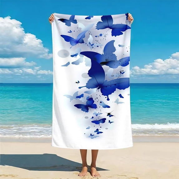 Blue Beach Towel - Quick-Drying, Absorbent & Portable for Camping ...
