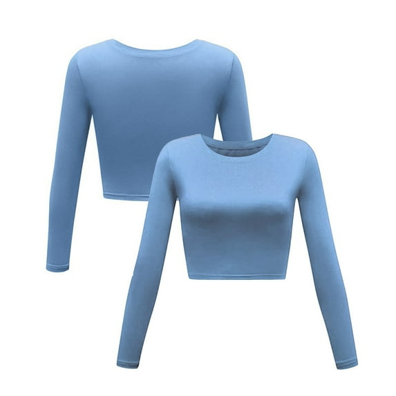 Blue Beach Tshirt, Polyester Womens Button Down Shirts, Long Sleeve Womens Tee Shirts, Slim S Dressy Tops for Women, Crew Neck Spring Clothes for Women 2024, Sexy Popular Womens Clothes 2024