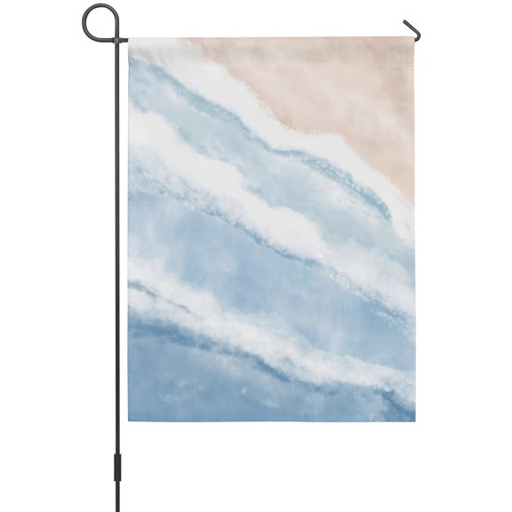 Blue Beach Waves Garden Flags For Outdoor, Nautical Coastal Abstract Gradient Ocean Wave Small Double Side Yard Flags Weather Proof Garden Decor for Lawn Outside Holiday 12 x 18 Inches