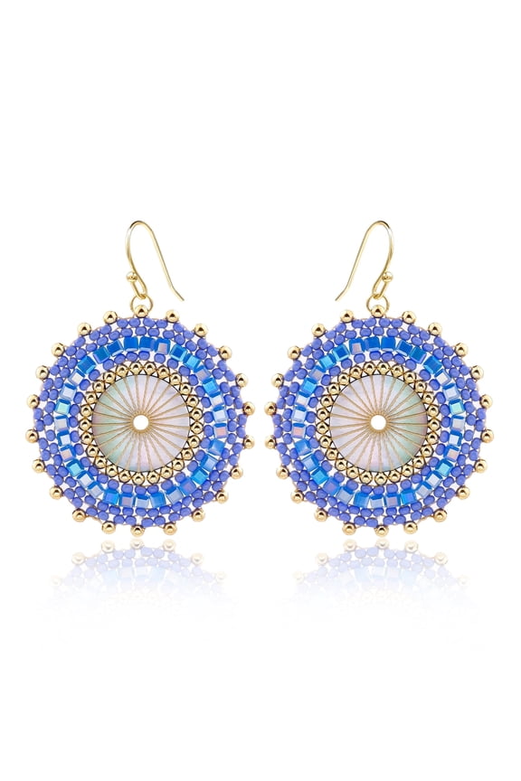 Blue Beaded Earrings For Women Statement Boho Bead Dangle Earrings Lightweight Bohemia Drop Earring For Women
