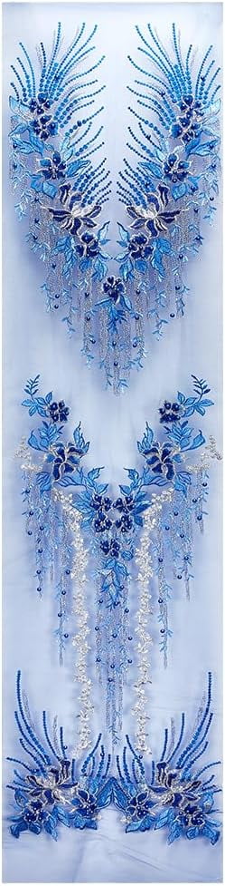 1 Pc Black Beaded Sequins Flower Lace Applique 3D Floral Embroidery Sew Patches Flower Beaded Lace Trim Gold Sequin Lace Ribbon Headpiece Clothing Br