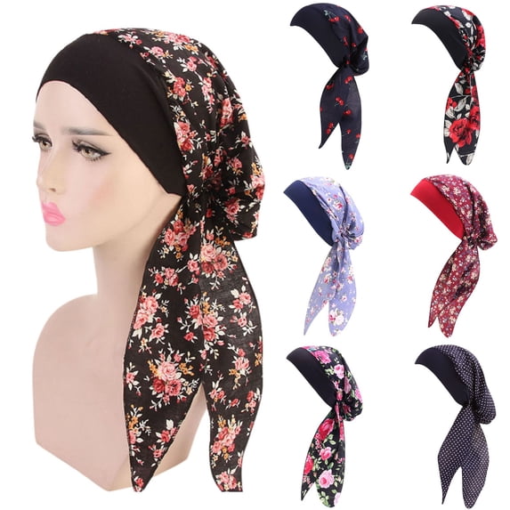 Blue Beanie Twist Headscarf Polyester Knotted Hairwraps Headwraps Ribbed Turban Stretch Jersey Head Scarf Chemo Cancer Cap One Size