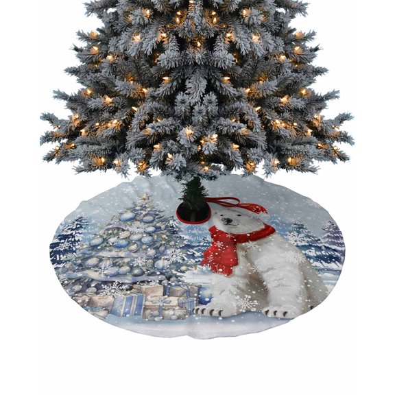 Blue Bear Christmas Christmas Tree Skirt 48 Inches Large Christmas Skirt Tree, Xmas Tree Snowflake Tree Skirt Christmas Decorations for Fireplace Party Holidays Indoor Outdoor