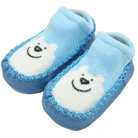 Blue Bear Design 2021 Baby Girl or  Boy Slippers Socks - Stay-on Moccasins Toddler Floor First Walker House Shoes One Size