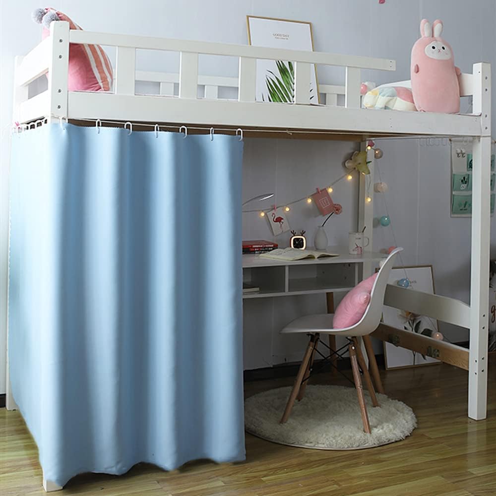 Blue Bed Curtain Grommet Solid Blackout Drapes 47 Inches Length Light