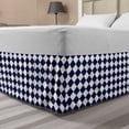 thumbnail image 1 of Blue Bed Skirt, Classical Old Fashioned Checkered Pattern Geometric Diagonal Skewed Squares, Elastic Bedskirt Dust Ruffle Wrap Around for Bedding Decor, 4 Sizes, Navy Blue and White, by Ambesonne, 1 of 2