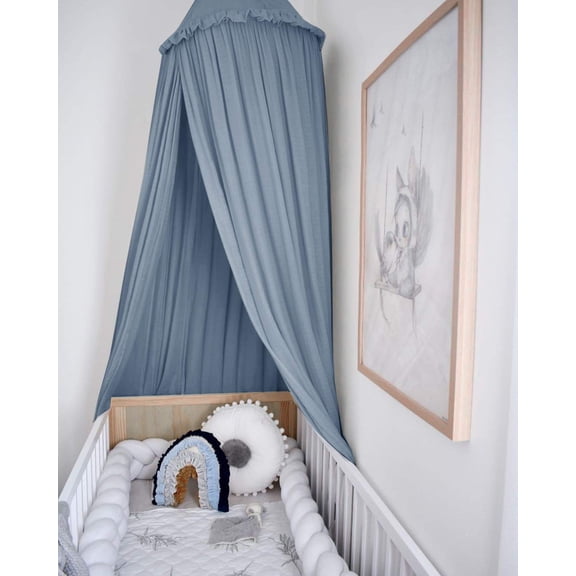 Blue Bed with Frills Reading Nook Play Room Decor