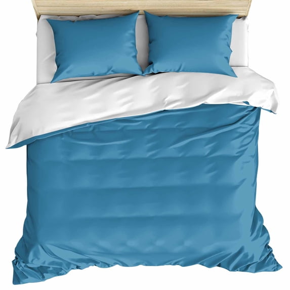 Blue Bedding 3 Piece Duvet Cover Set Twin Size, Modern Pure Wave Ride Soft Microfiber Comforter Cover with Zipper Closure & Pillowcases, Wrinkle & FadeResistant Quilt Cover