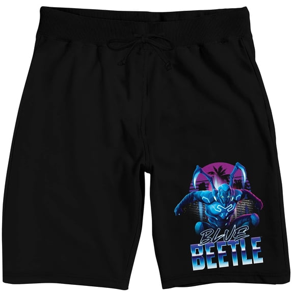 Blue Beetle Hero Pose Men's Black Sleep Pajama Pants-Large