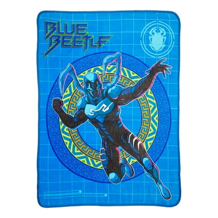 Blue Beetle Kids Coral Fleece Throw, 46 x60, Blue, Warner Brothers