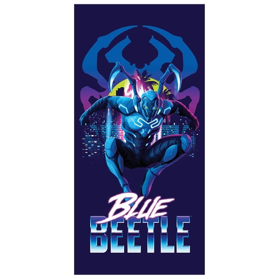 Blue Beetle Kids Cotton Beach Towel, 28" X 58", DC Comics
