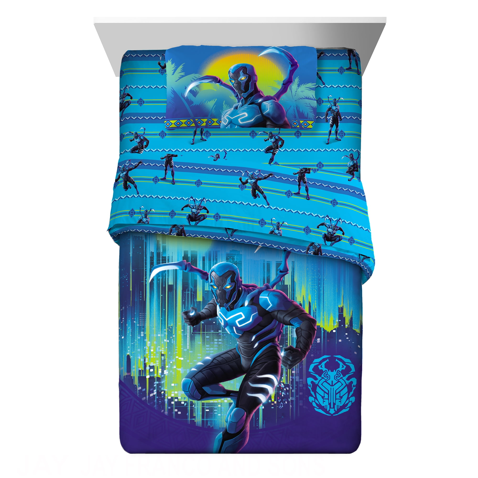 Blue Beetle Kids Full Bed-in-a-Bag, Comforter and Sheets, Blue, Warner Brothers