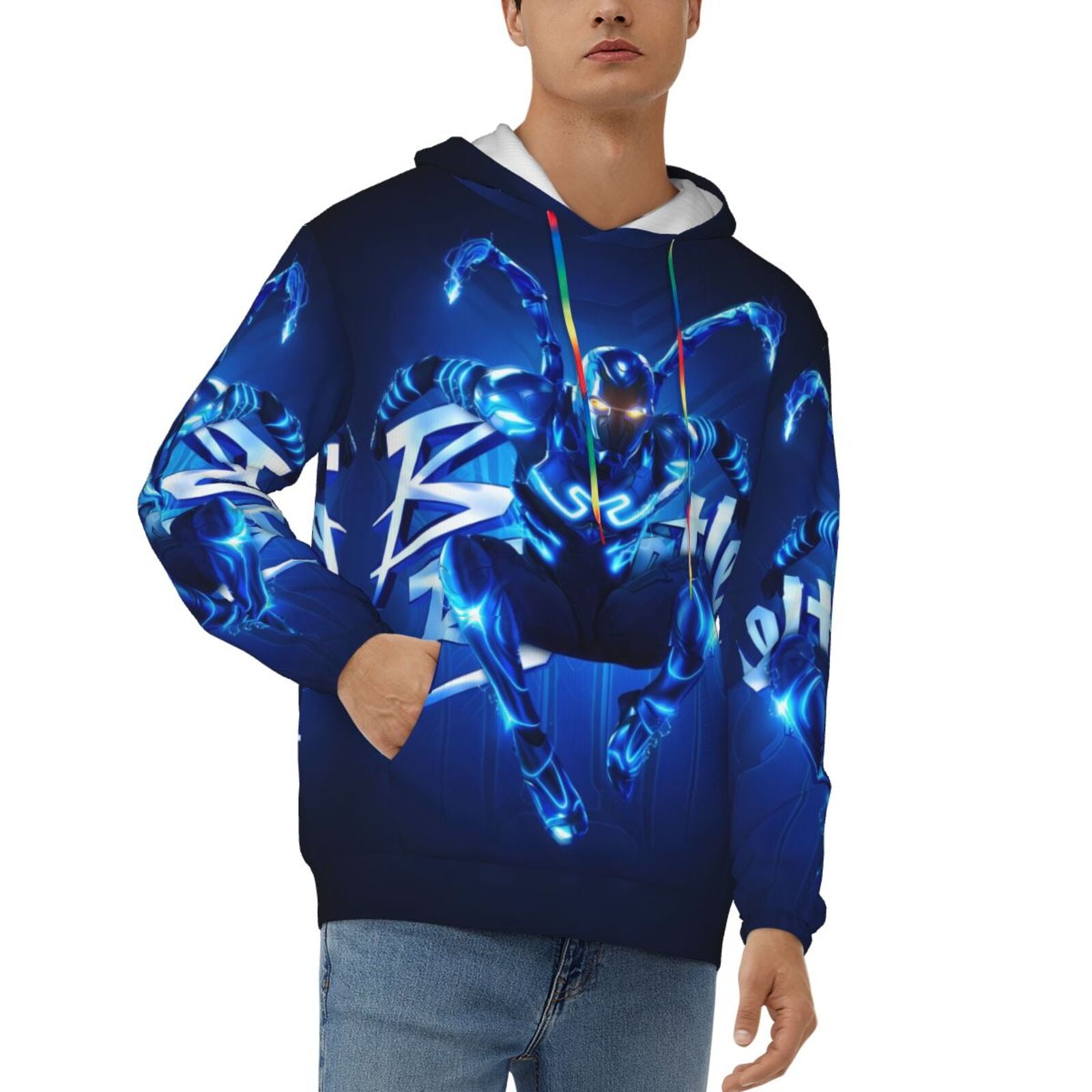 Men's Lightweight Hoodie - Novelty Graphic Pullover Sweatshirt, Soft Polyester, Drawstring Hood