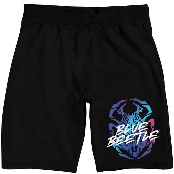 Blue Beetle Scarab Logo Men's Black Sleep Pajama Shorts-Large
