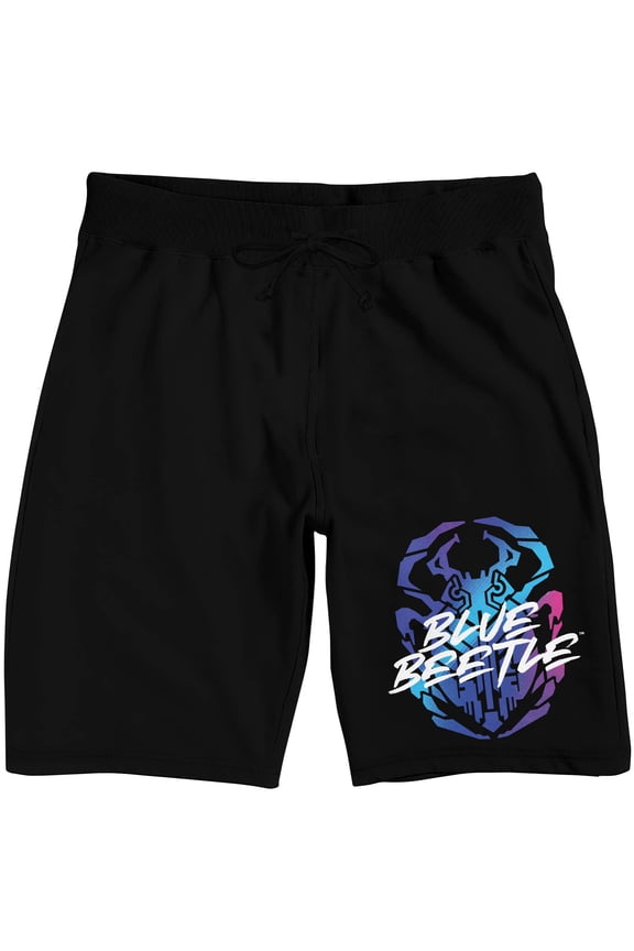 Blue Beetle Scarab Logo Men's Black Sleep Pajama Shorts-Small