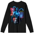 thumbnail image 1 of Blue Beetle Superhero Hologram Crew Neck Long Sleeve Black Adult Tee-Large, 1 of 4