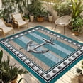 thumbnail image 1 of Blue Beige Anchor Outdoor Rug for Patio/Deck/Porch, Non-Slip Large Area Rug 5 x 7 Ft, Nautical Summer Beach Coastal Ocean Indoor Outdoor Rugs Washable Area Rugs, Reversible Camping Rug Carpet Runner, 1 of 8
