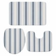 thumbnail image 1 of Blue Beige Bath Mat 3 Piece Bathroom Rug Set, Modern Abstract Gradient Vertical Stripes Non Slip Bath Rug Contour Mat and Toilet Lid Cover, Absorbent Shower Mats Soft Bath Rugs and Mats Sets, 1 of 8