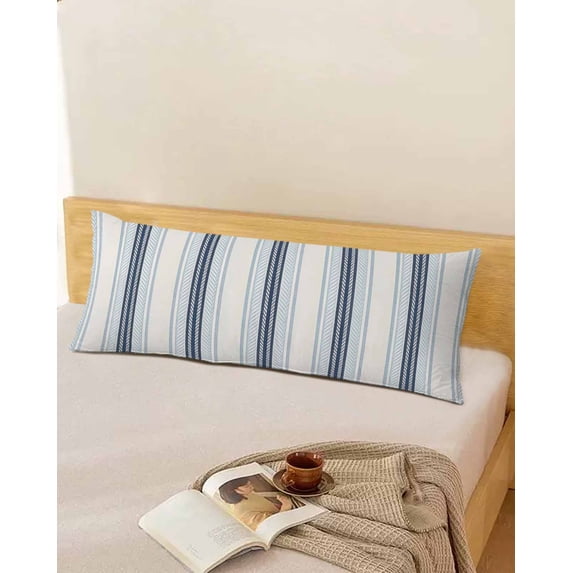 Blue Beige Body Pillow Covers, Modern Abstract Gradient Vertical Stripes Soft Throw Pillow Cases with Invisible Zipper, Decorative Pillowcase Pillows Protectors for Sofa Bed Couchair 20"x54"
