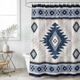 thumbnail image 1 of Blue Beige Boho Waterproof Fabric Shower Curtain,Vintage Ethnic Tribal Southwestern Waterproof Fabric Shower Curtain for Bathroom Curtains Bathtubs Hotel Shower Curtains with 12 Hooks Small 36x72in, 1 of 8