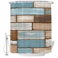 thumbnail image 1 of Blue Beige Brown Vintage Shower Curtain Set - Extra Long 72" x 96" Washable Bathtub Curtain with 12 Hooks, Retro Farmhouse Elegant Pastoral Waterproof Fabric Stall Shower Curtains for Bathroom Décor, 1 of 6