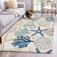 thumbnail image 1 of Blue Beige Coastal Area Rug 4x6 FT,Non Slip Kids Room Carpet,Summer Beach Starfish Coral Nautical Rustic Washable Soft Floor Carpet Throw Rug for Dorm Kitchen Study Room Home Office Bedside, 1 of 9