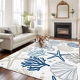 thumbnail image 1 of Blue Beige Coastal Area Rug 5x8 FT, Non Slip Bedroom Throw Carpet, Summer Beach Starfish Coral Nautical Washable Soft Floor Carpet Non-Shedding Rug for Living Room Nursery Dorm Office, 1 of 9