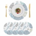 thumbnail image 1 of Blue Beige Coastal Round 13 Inch Placemats Set of 4, Summer Lobster Coral Nautical HeatResistant Non Slip Place Mats for Dining Table, Wipeable Braided Kitchen Table Mats for Housewarming, 1 of 9
