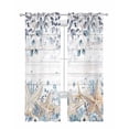 thumbnail image 1 of Blue Beige Coastal Sheer Curtains 84 Inch Length 2 Panels Set for Living Room/Bedroom, Beach Starfish Summer Eucalyptus Retro Kitchen Curtains Grommet Semi-Sheer Curtains Window Treatments 52"x84"x2, 1 of 7