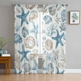 thumbnail image 1 of Blue Beige Coastal Sheer Curtains 84 Inches Long 2 Panels Set, Window Sheer Curtains for Living Room/Bedroom, Summer Beach Nautical Starfish Shell Light Filtering Rod Pocket Curtain 52'' x 84'' x 2, 1 of 7