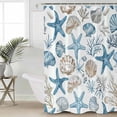 thumbnail image 1 of Blue Beige Coastal Waterproof Fabric Shower Curtain, Summer Beach Nautical Starfish Shell Shower Curtain for Bathroom Curtains Bathtubs Hotel Washable Shower Curtains with 12 Hooks Long 72x78in, 1 of 6