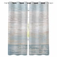 thumbnail image 1 of Blue Beige Farmhouse Blackout Curtains 39 Inches Long, Thermal Insualted Grommet Curtains & Drapes, Vintage Wooden Striped Room Darking Curtains for Living Room Bedroom Windows 2 Panels 27.5"W x39"L, 1 of 8
