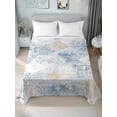 thumbnail image 1 of Blue Beige Floral California King Size Flat Sheet, Wrinkleproof & Fadeproof Cooling Flat Bed Sheet Only, Vintage Smear Abstract Art Breathable Soft Bedding Top Sheets 108 x 98 Inches, 1 of 8