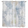 thumbnail image 1 of Blue Beige Floral Kitchen Curtains, Vintage Smear Abstract Art Light Filtering Window Curtain Panels, 2Pcs Rod Pocket Window Treatments Set for Living Room Bathroom Bedroom 42x63 Inches, 1 of 9