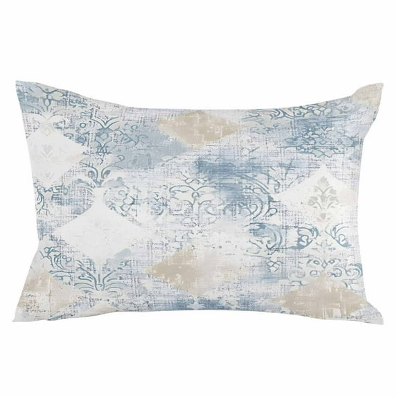 Blue Beige Floral Throw Pillow Cover 16 x 24 Inch Decorative Pillow Cover Vintage Smear Abstract Art Lumbar Pillowcase Seasonal Rectangle Cushion Case for Couch Sofa Bed Living Room