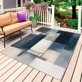 thumbnail image 1 of Blue Beige Geometric Outdoor Rug 4x6 Ft, Non Slip Washable Area Rug, Modern Abstract Geometric Art Patio Rugs Carpet Runner, Large Floor Mat for Indoor/Outdoor Deck Porch Camping, 1 of 8