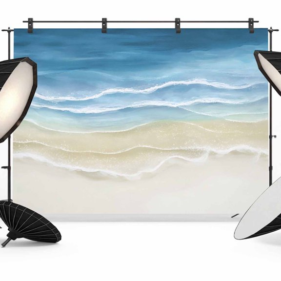 Blue Beige Gradient Beach Photography Backdrop 7x5FT, Abstracts Seaside Ocean Wave Coastal Photo Backdrops, Background for Photography Studio Photo Studio Background, Back Drop for Photoshoot