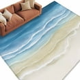thumbnail image 1 of Blue Beige Gradient Beach Washable Area Rug 5 x 7 ft Abstracts Seaside Ocean Wave Coastal, Soft Non Slip Rugs Stain Repellent Indoor Felt Carpet for Living Dining Room Bedroom Home Office, 1 of 9