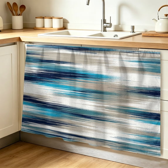 Blue Beige Grey Cabinet Curtains for Shelves, Abstract Art Aesthetic ...